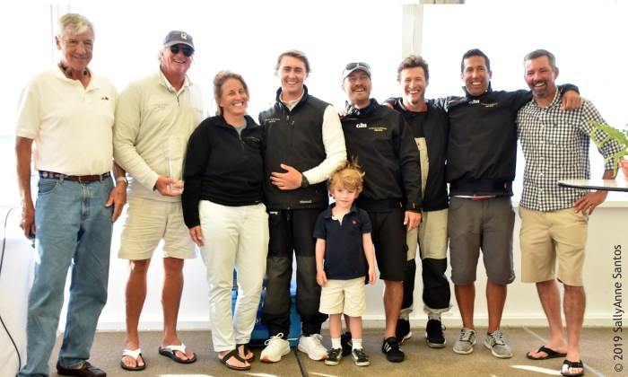 The team of Modern Division winner Challenge XII (KA-10) at the Newport Trophy Regatta Prizegiving at Ida Lewis Yacht Club. (Photo Credit: SallyAnne Santos)