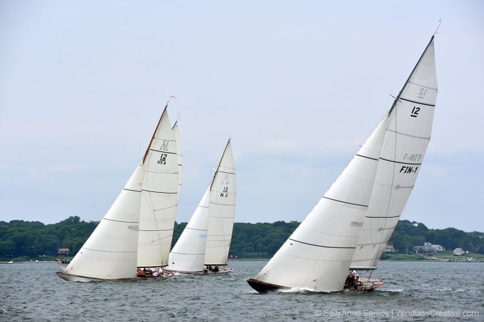 Blue Marlin (FIN-1) racing at the 2019 12mR World Championship at Newport, Rhode Island.