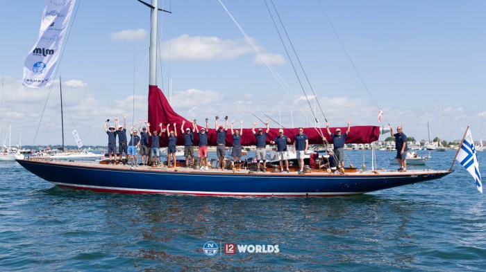 Blue Marlin in the 2019 12mR World Championship Parade, Newport, RI, USA.