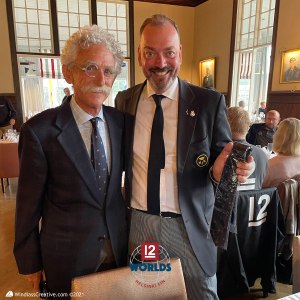 ITMA President, Paul Buttrose presents 12 Metre YC tie to NJK Commodore Mats Welin | SallyAnne Santos