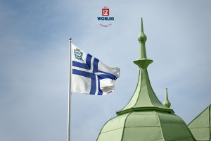 The distinctive dome and spire of the NJK Clubhouse, Helsinki FI ~ host to the 2021 EVLI 12mR World Championship, photo: Sailpix.fi
